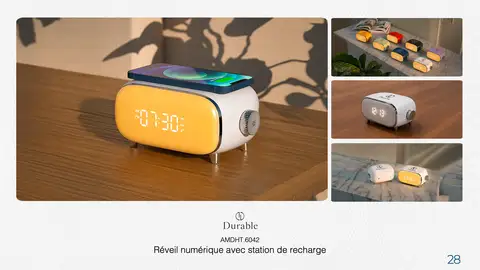 Réveil numérique avec station de recharge