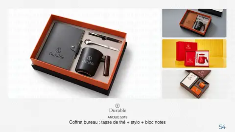 Coffret bureau : tasse de thé + stylo + bloc notes
