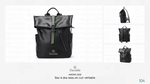 Sac à dos seau en cuir véritable