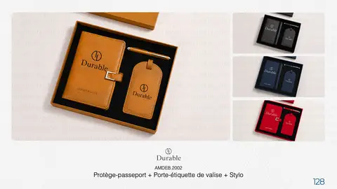 Protège-passeport + Porte-étiquette de valise + Stylo