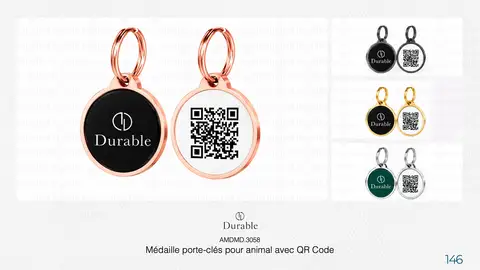 Médaille porte-clés pour animal avec QR Code