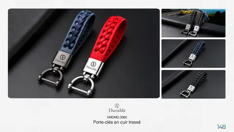 Porte-clés en cuir tressé