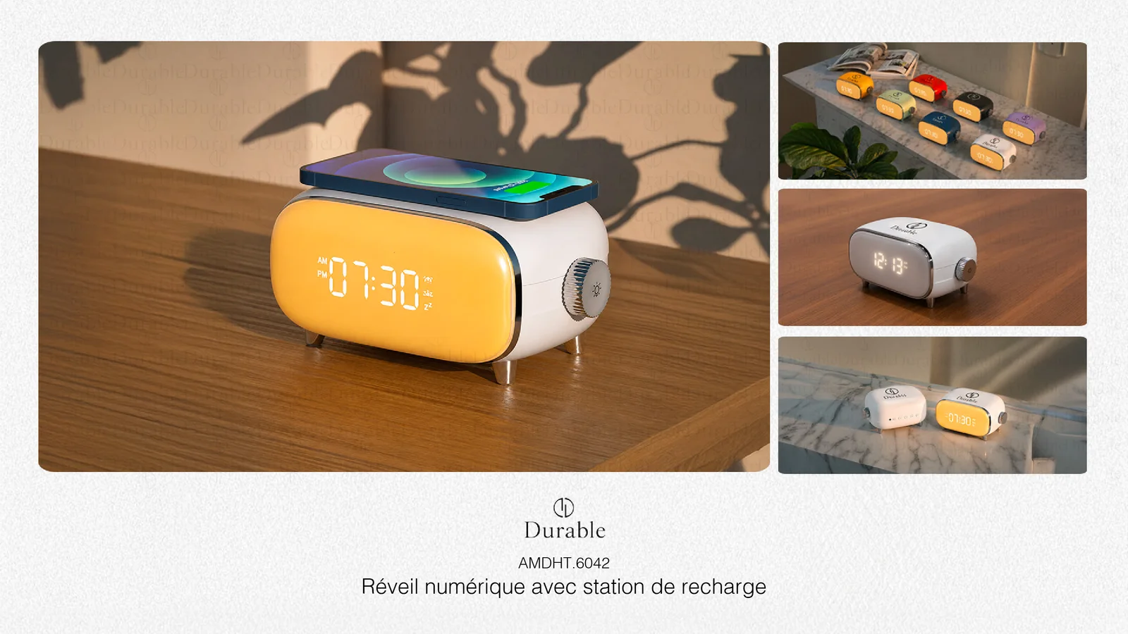 Réveil numérique avec station de recharge
