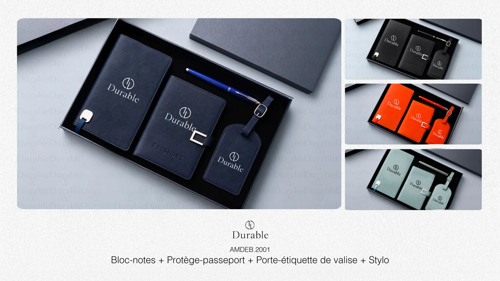 Bloc-notes + Protège-passeport + Porte-étiquette de valise + Stylo