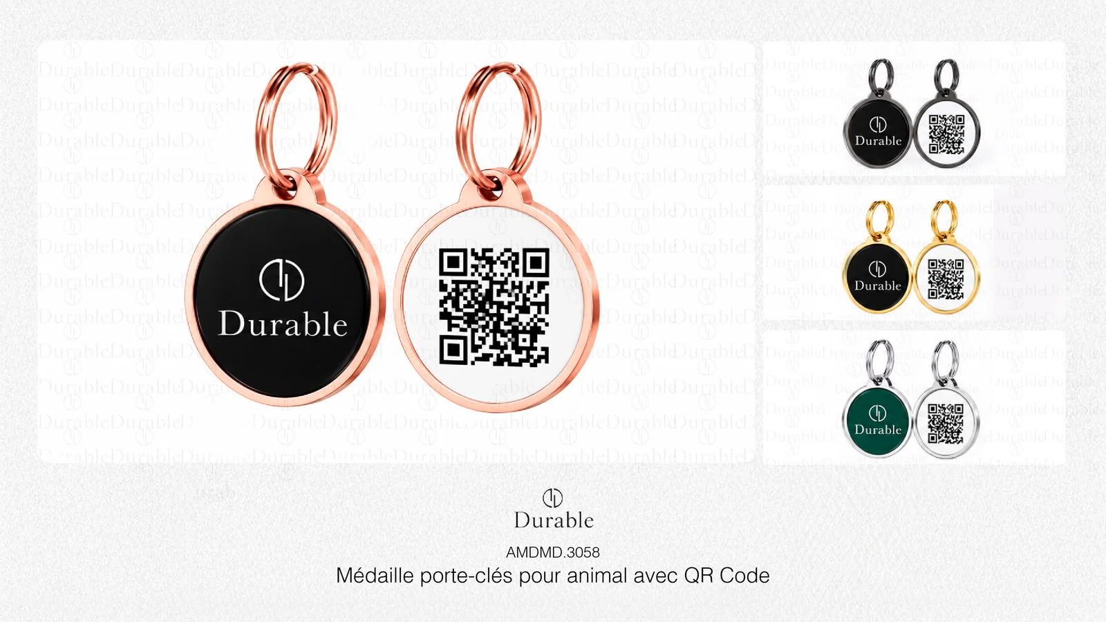 Médaille porte-clés pour animal avec QR Code