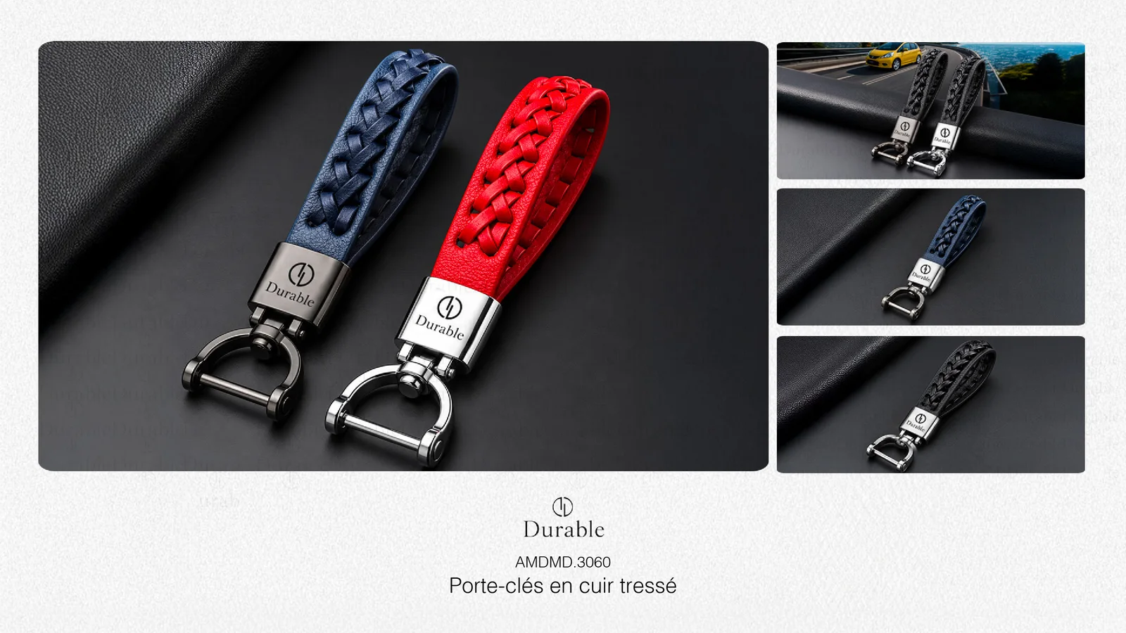 Porte-clés en cuir tressé